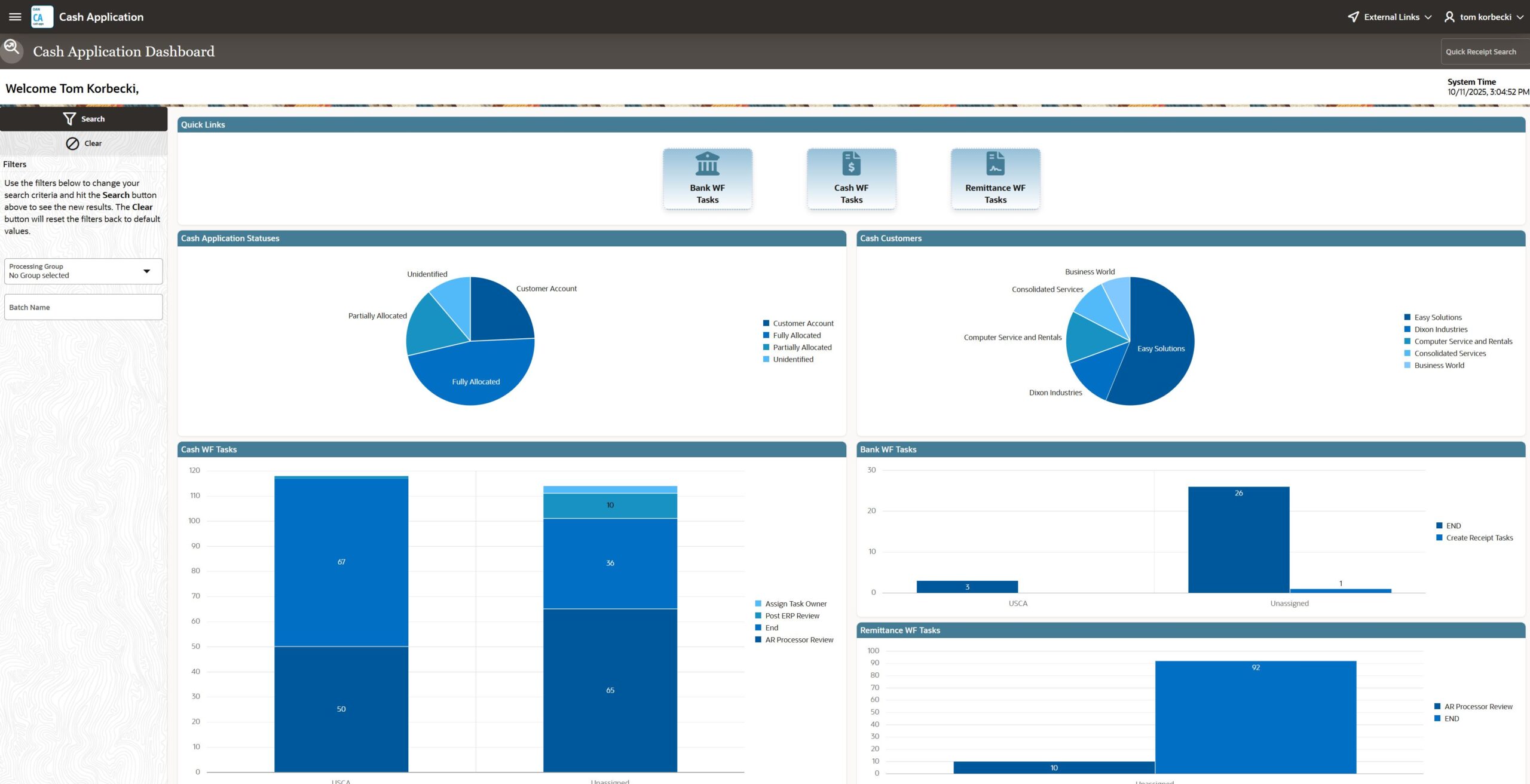 OAN Cash Application Dashboard