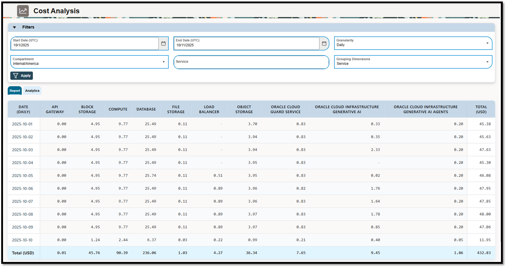 Cost Analysis Report